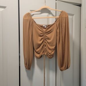 Fashion Nova Camel Ruched Crop Top